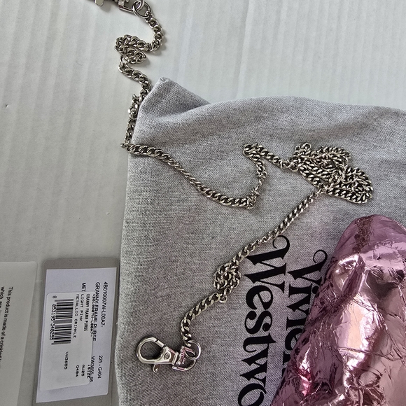 Vivienne Westwood Light Pink Metallic Crinkle Calf Skin Granny  Purse Kisslock - Picture 11 of 16